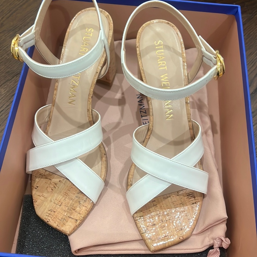 Stuart Weitzman white heel sandals